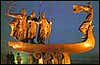 Monument to Kyj, Shchek and Khoryv and their syster Lybid -- the legendary founders of Kyiv.
